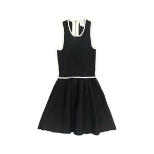 Parker Women's Black Sleeveless Dress White Trim Size XS Back Zip Flirty‎ Fit